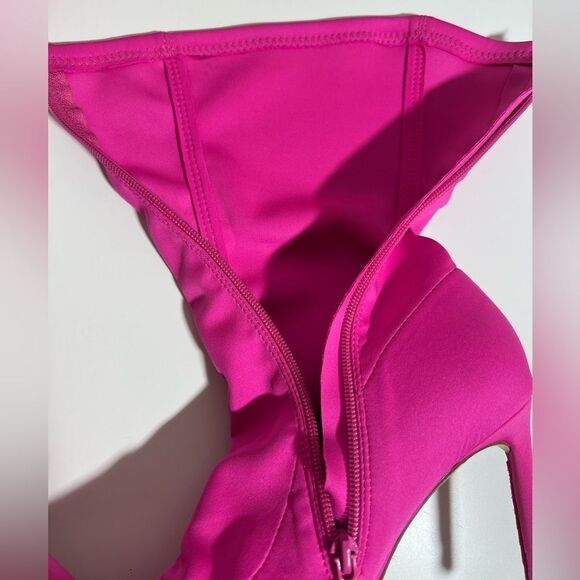 🩷 SHEIN fuchsia pink pointy high heel zip midcalf sock boots booties size 10 - Picture 8 of 11